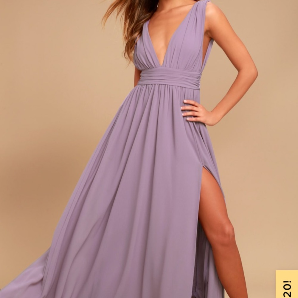 Lulu’s Dusty Purple Heavenly Hues maxi dress